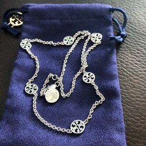 Tory Burch Silver Logo Necklace